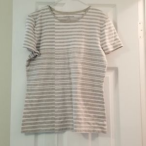 Croft & Barrow Taupe Striped T-Shirt